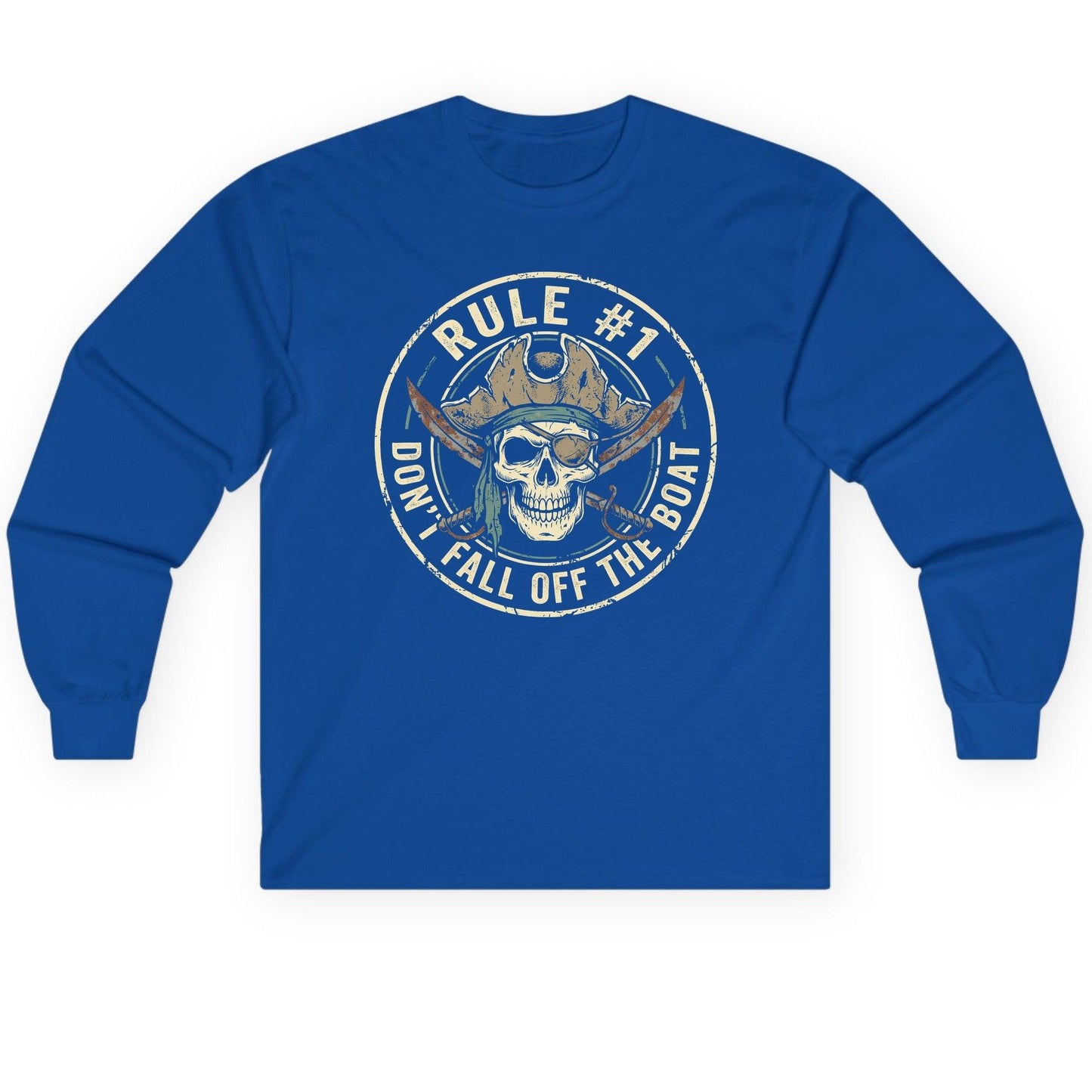 Rule 1 Don't Fall Off the Boat pirate Long Sleeve Tee Royal product mockup