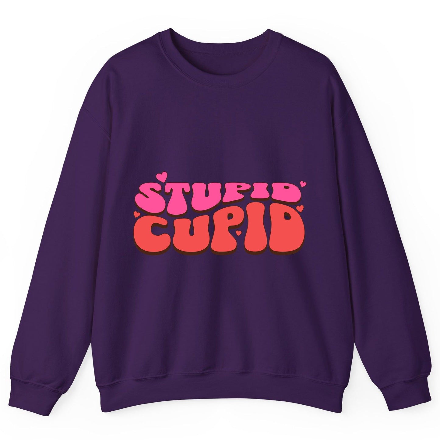 Stupid Cupid anti-Valentine's Day Sweatshirt Purple product mockup