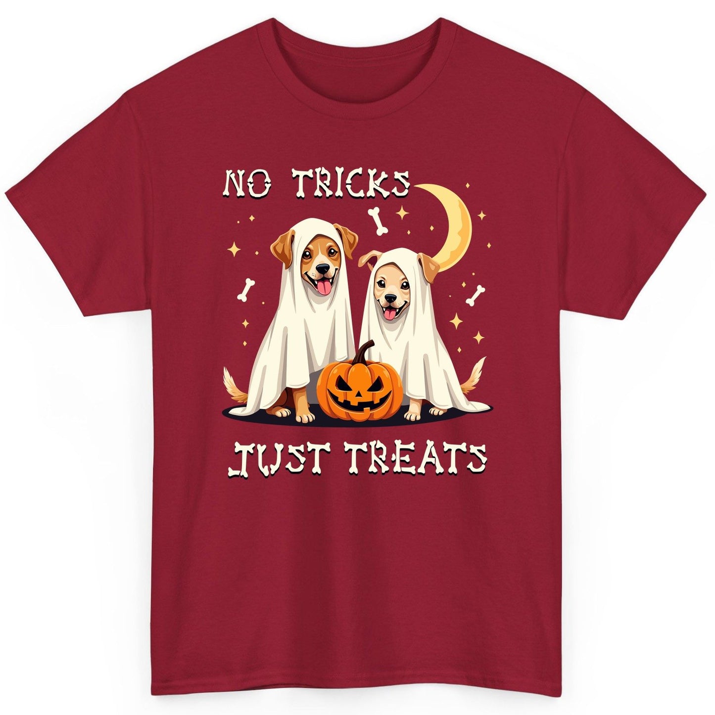 No Tricks Just Treats Halloween dogs T-Shirt Cardinal Red product mockup
