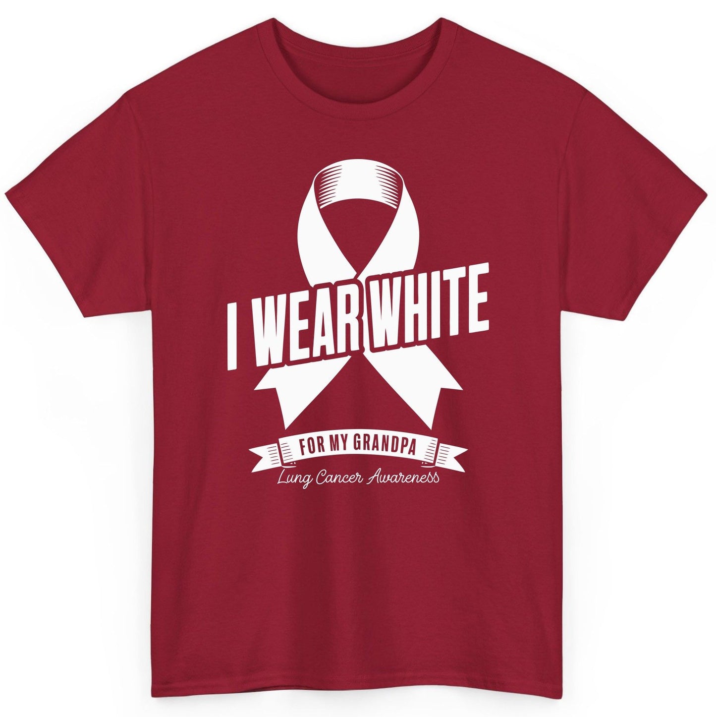 I Wear White for My Grandpa lung cancer awareness T-Shirt Cardinal Red product mockup