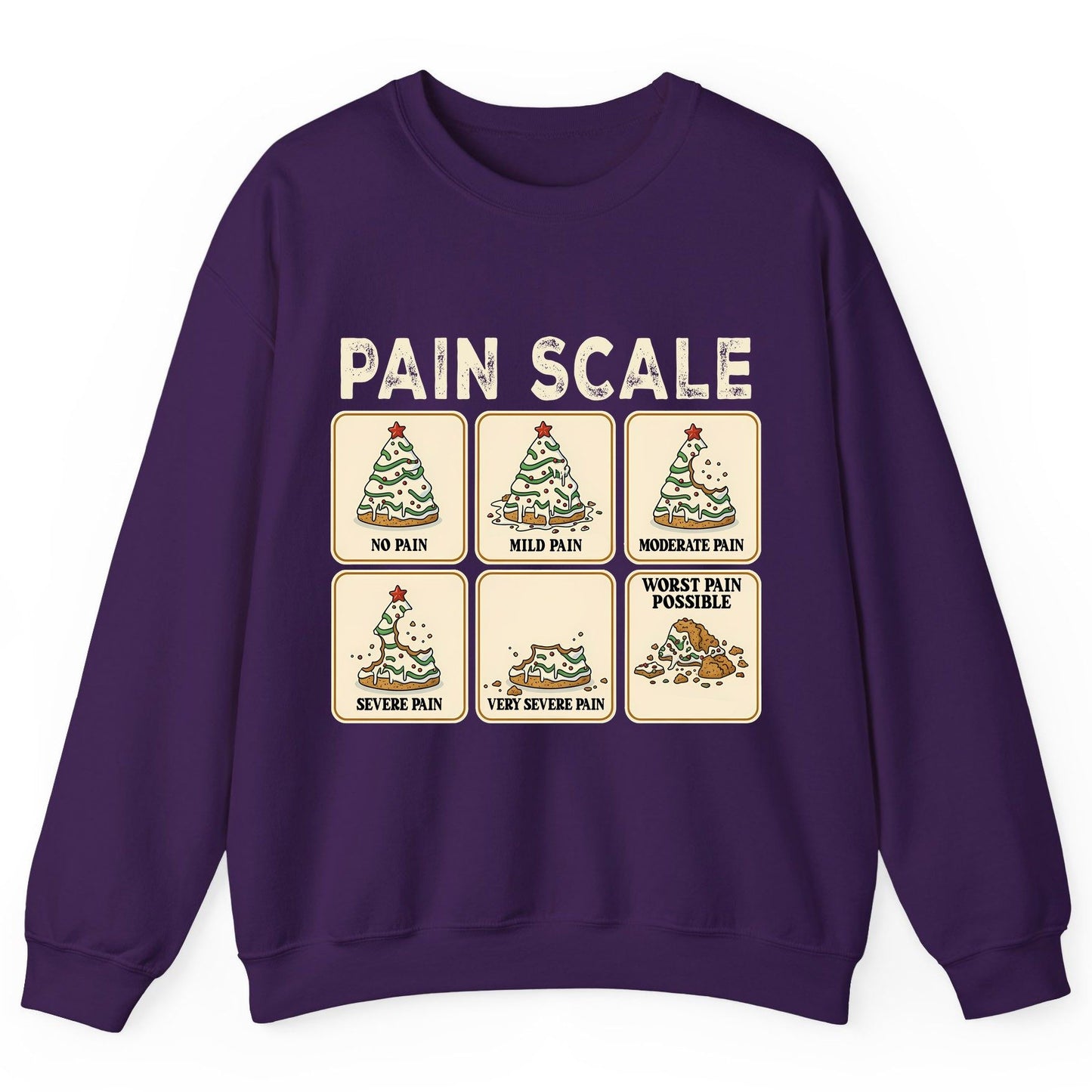 Pain Scale Christmas cookie pain scale Sweatshirt Purple product mockup