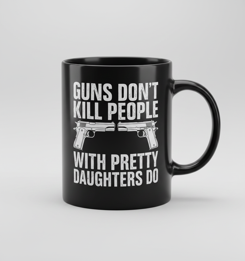 Guns Don't Kill People Dads With Pretty Daughters Do Funny Black Mug - Black
