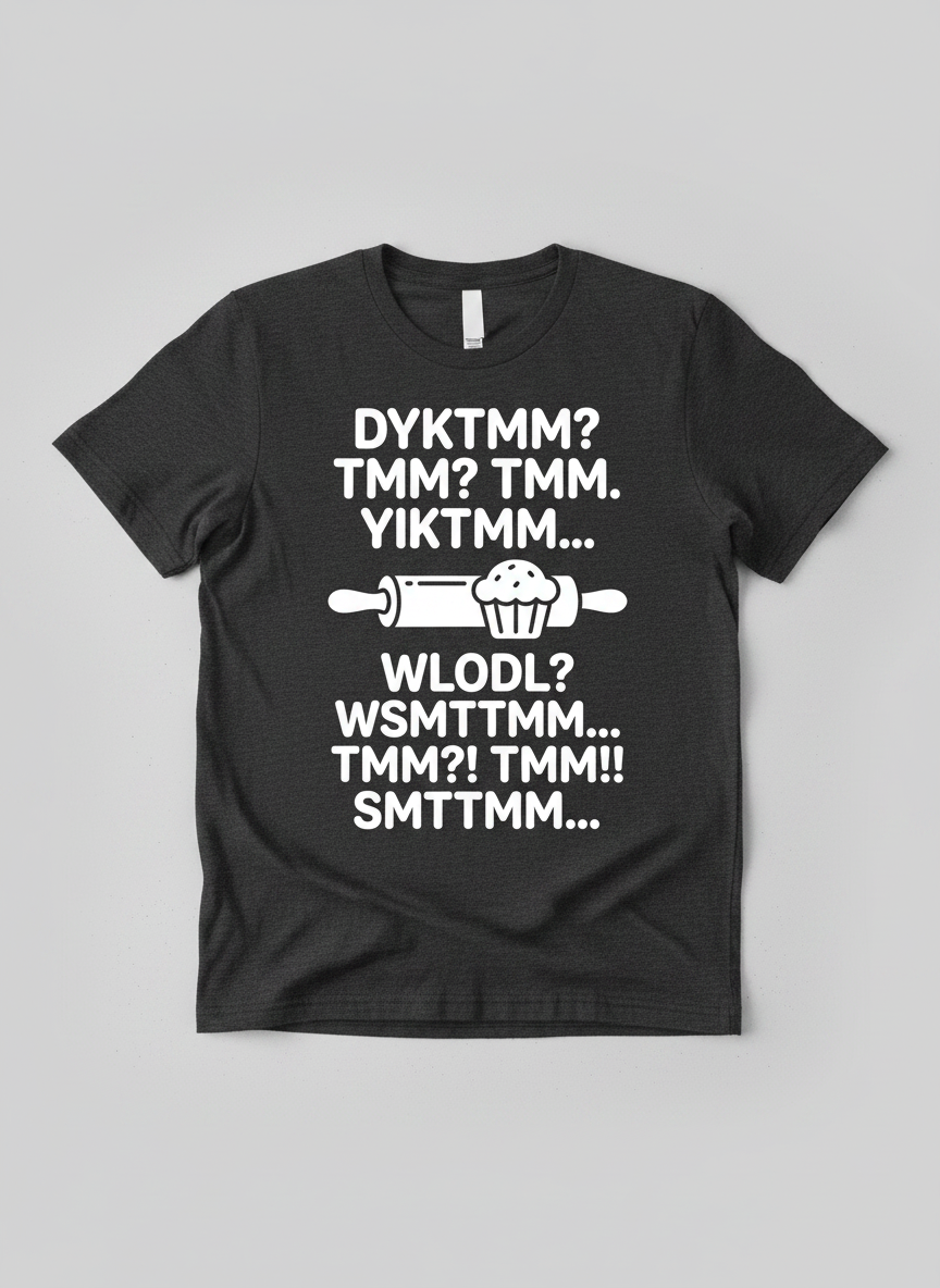 DYKTMM Funny Baking Acronyms Muffin Design T-Shirt - Dark Heather
