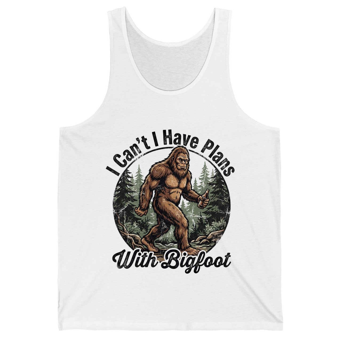 I Can't I Have Plans with Bigfoot bigfoot Tank Top White product mockup
