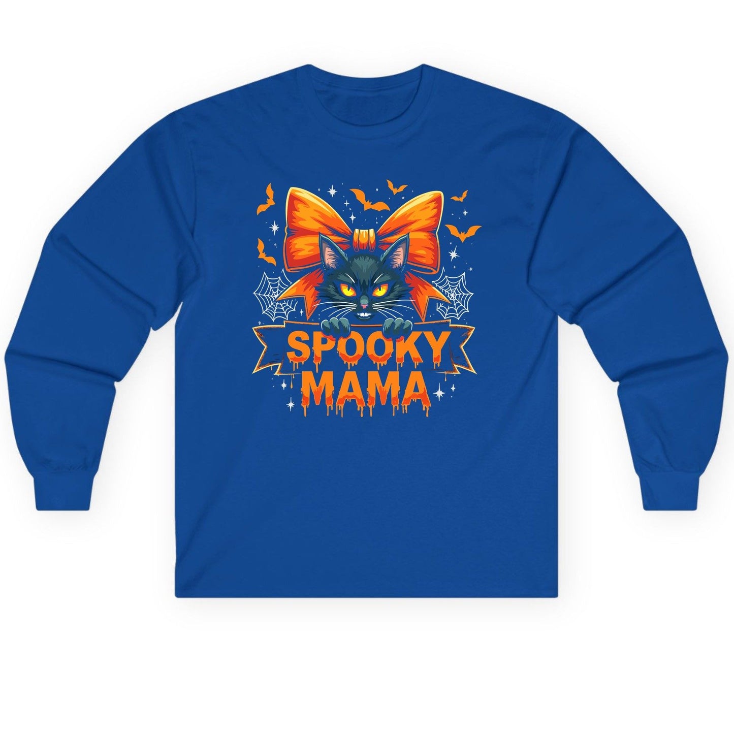 Spooky Mama black cat Long Sleeve Tee Royal product mockup