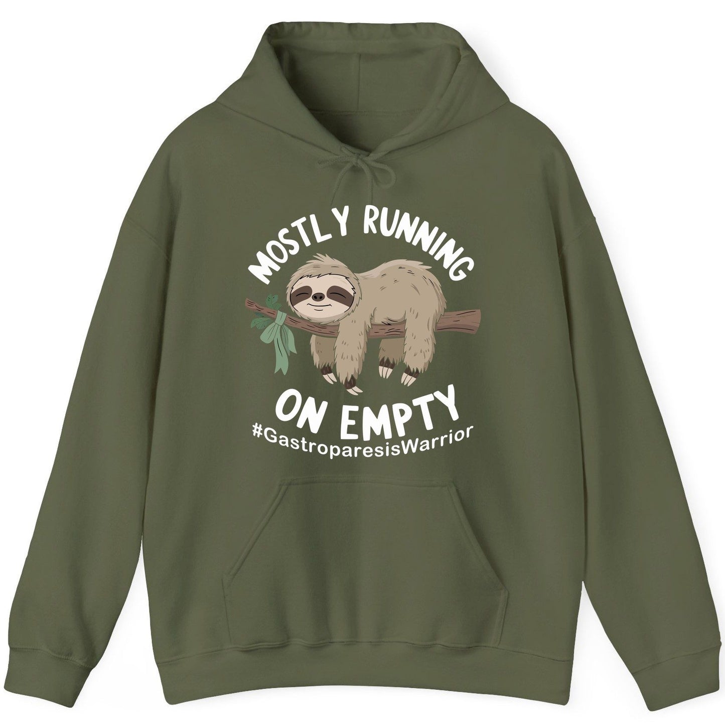 Mostly Running on Empty Gastroparesiswarrior gastroparesis awareness Hoodie Military Green product mockup