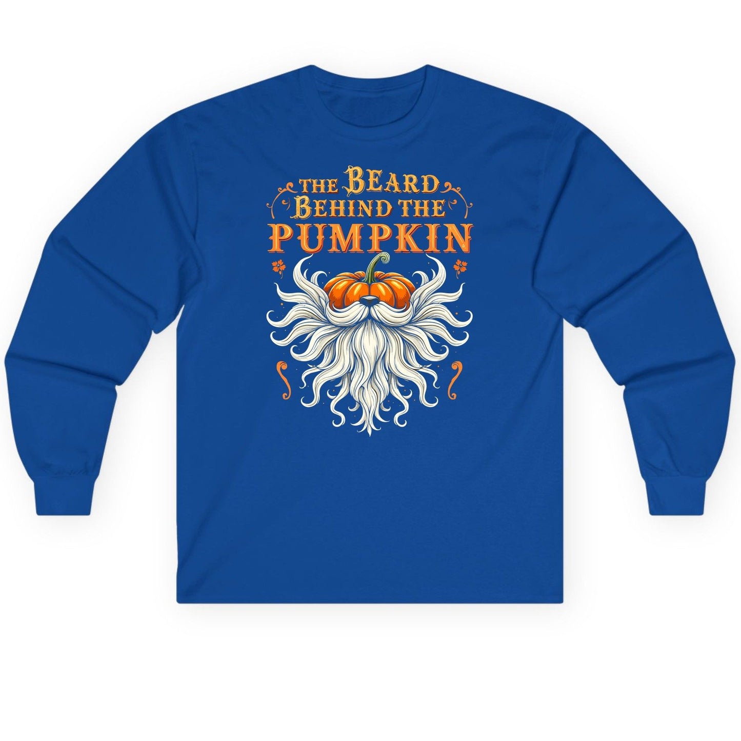 The Beard Behind the Pumpkin bearded dad Long Sleeve Tee Royal product mockup