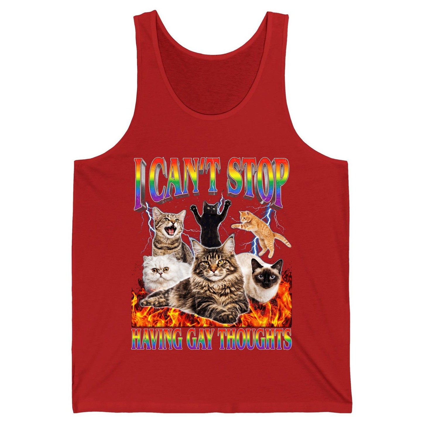 I Can't Stop Having Gay Thoughts cats Tank Top Red product mockup