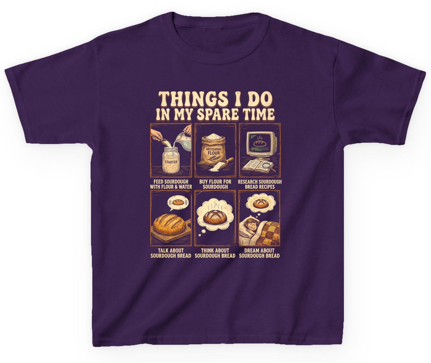 Things I Do in My Spare Time sourdough bread baking Youth T-Shirt Purple product mockup