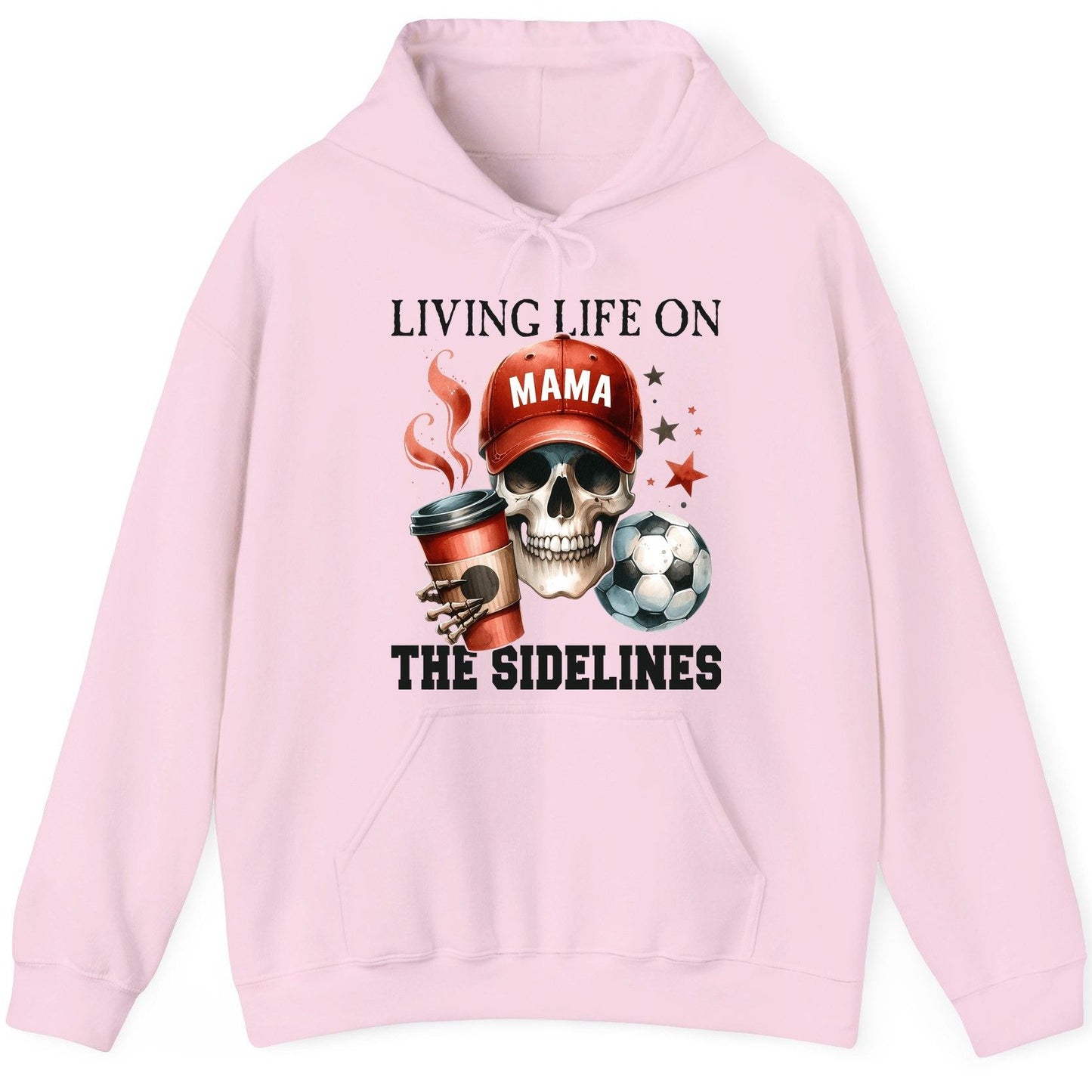 Mama Living Life on the Sidelines soccer mom Hoodie Light Pink product mockup