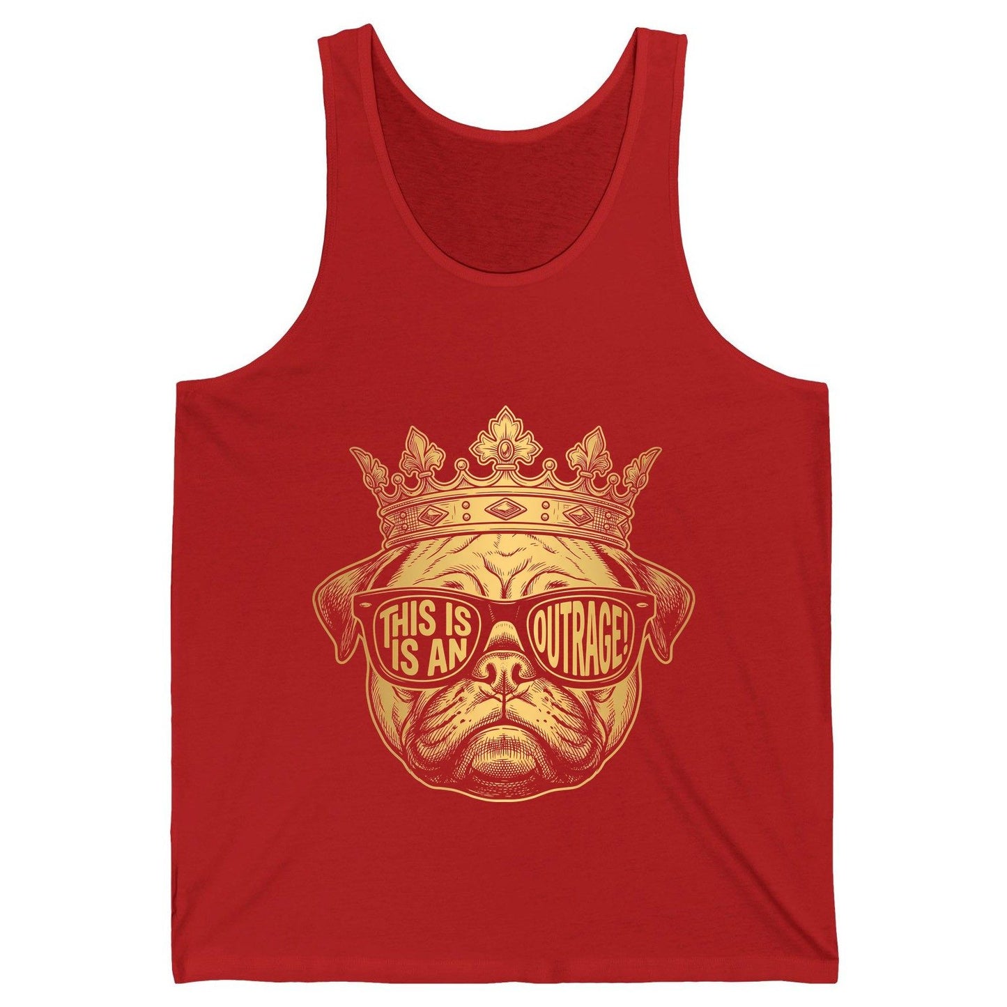 This Is An Outrage! Pug Tank Top Red product mockup