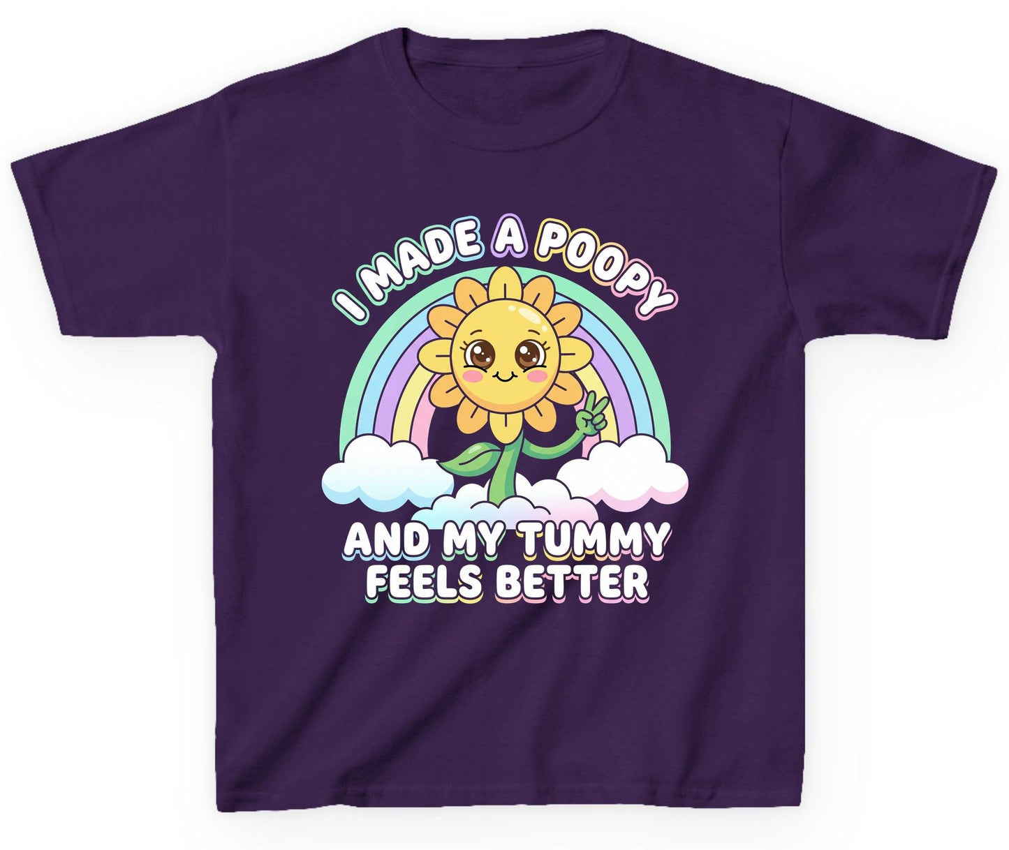 I Made a Poopy and My Tummy Feels Better kawaii sunflower Youth T-Shirt Purple product mockup