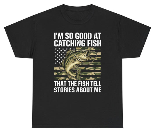 I'm So Good at Catching Fish That the Fish Tell Stories About Me fishing Youth T-Shirt Black product mockup
