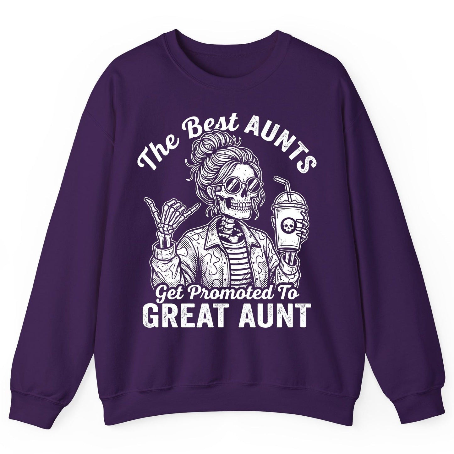 The Best Aunts Get Promoted to GREAT AUNT Sweatshirt - product mockup - Purple