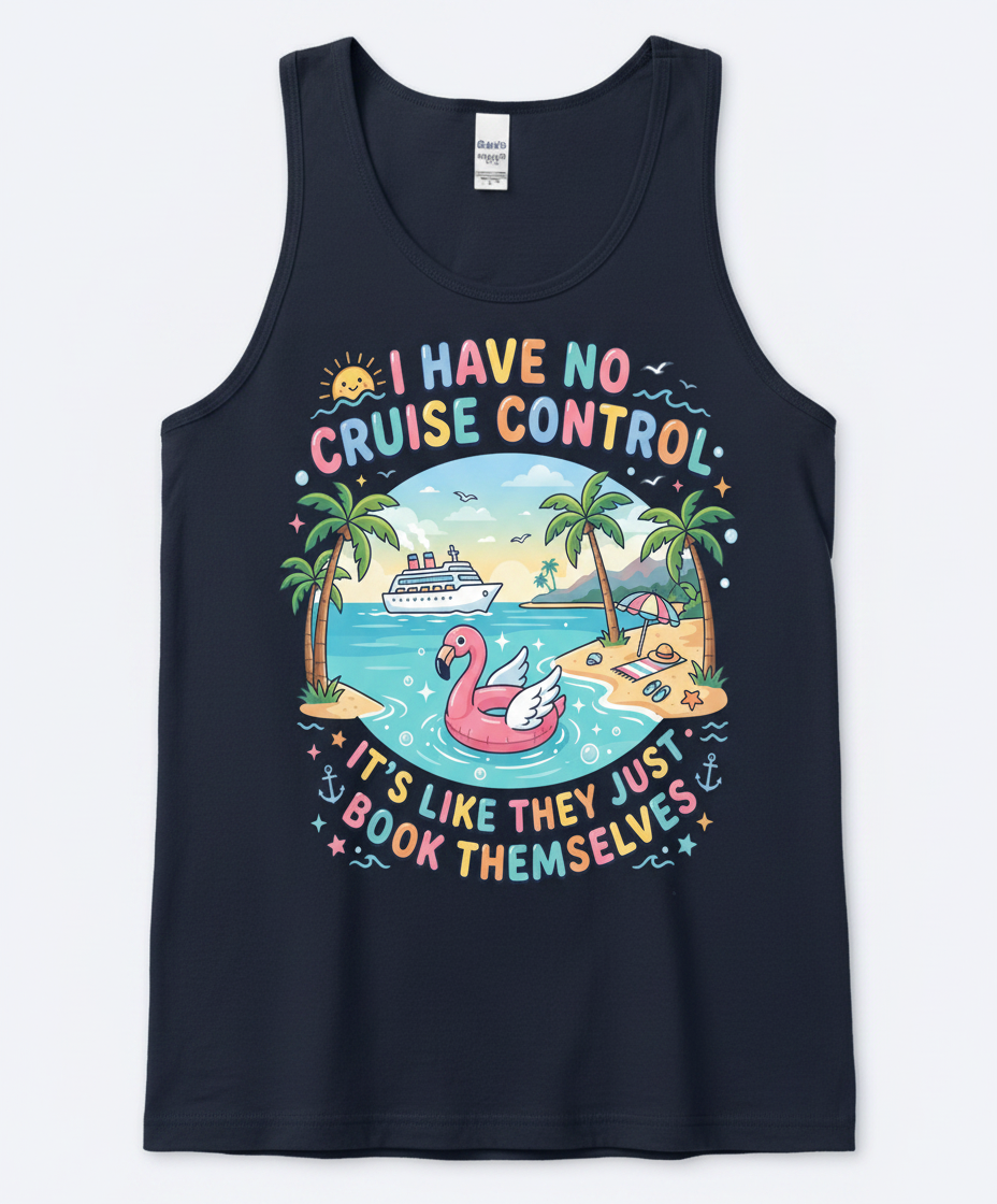 I Have No Cruise Control Funny Cruise Vacation Design Tank Top - Navy