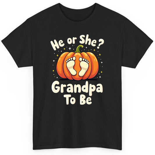 He or She Grandpa to Be gender reveal T-Shirt Black product mockup