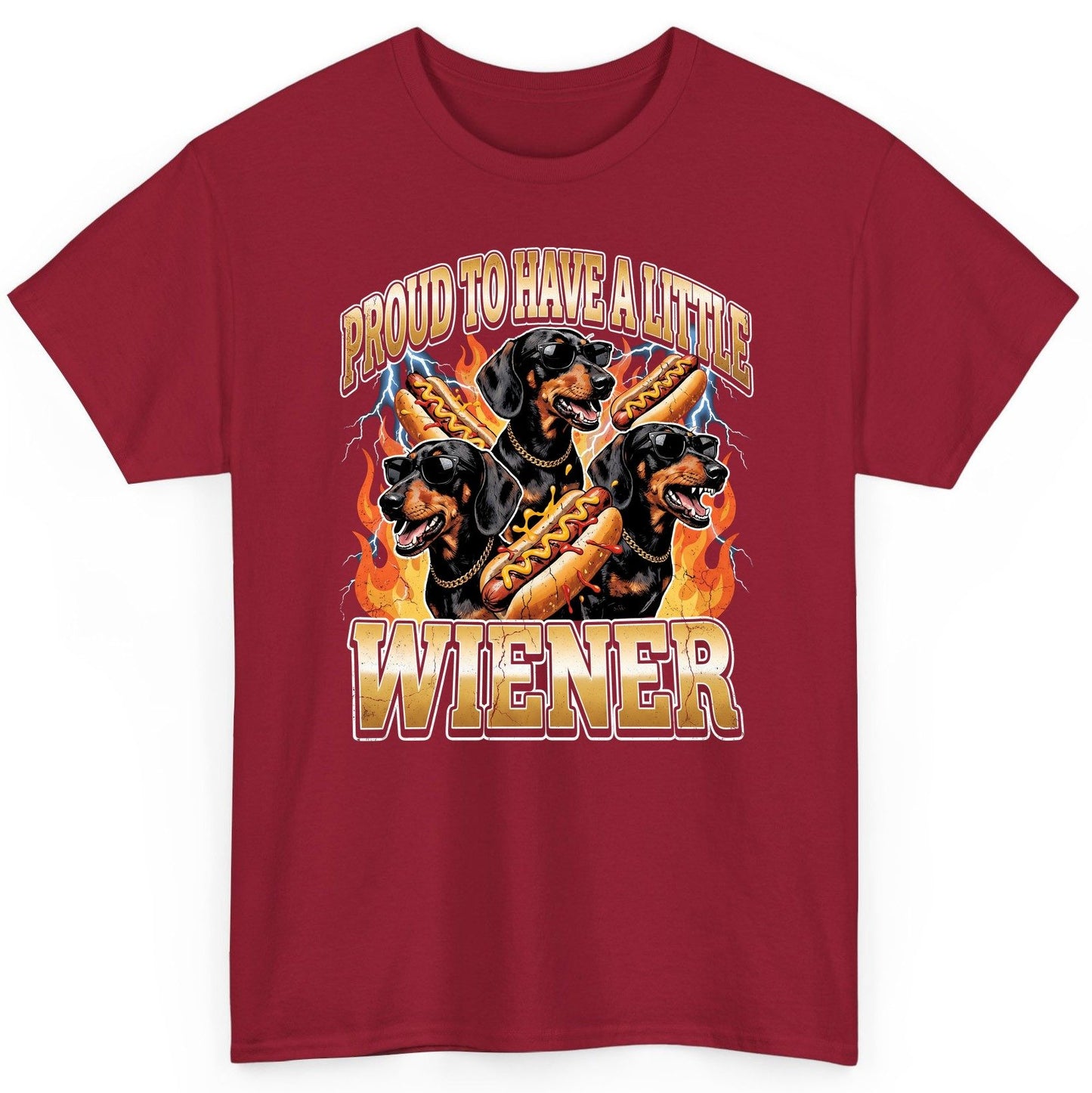 Proud to Have a Little Wiener dachshund T-Shirt Cardinal Red product mockup