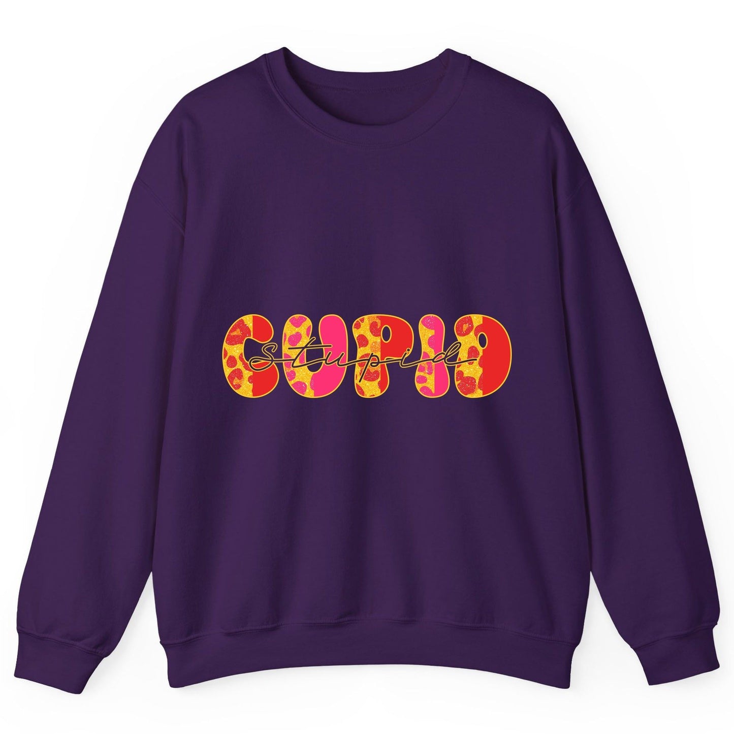 Stupid Cupid anti-Valentine's Day Sweatshirt Purple product mockup