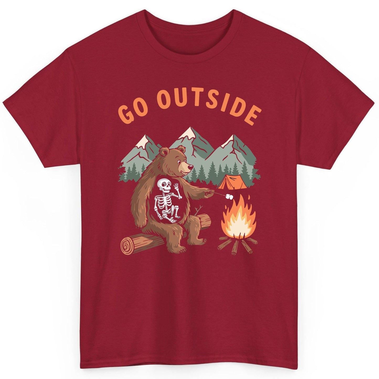 Go Outside funny bear T-Shirt Cardinal Red product mockup