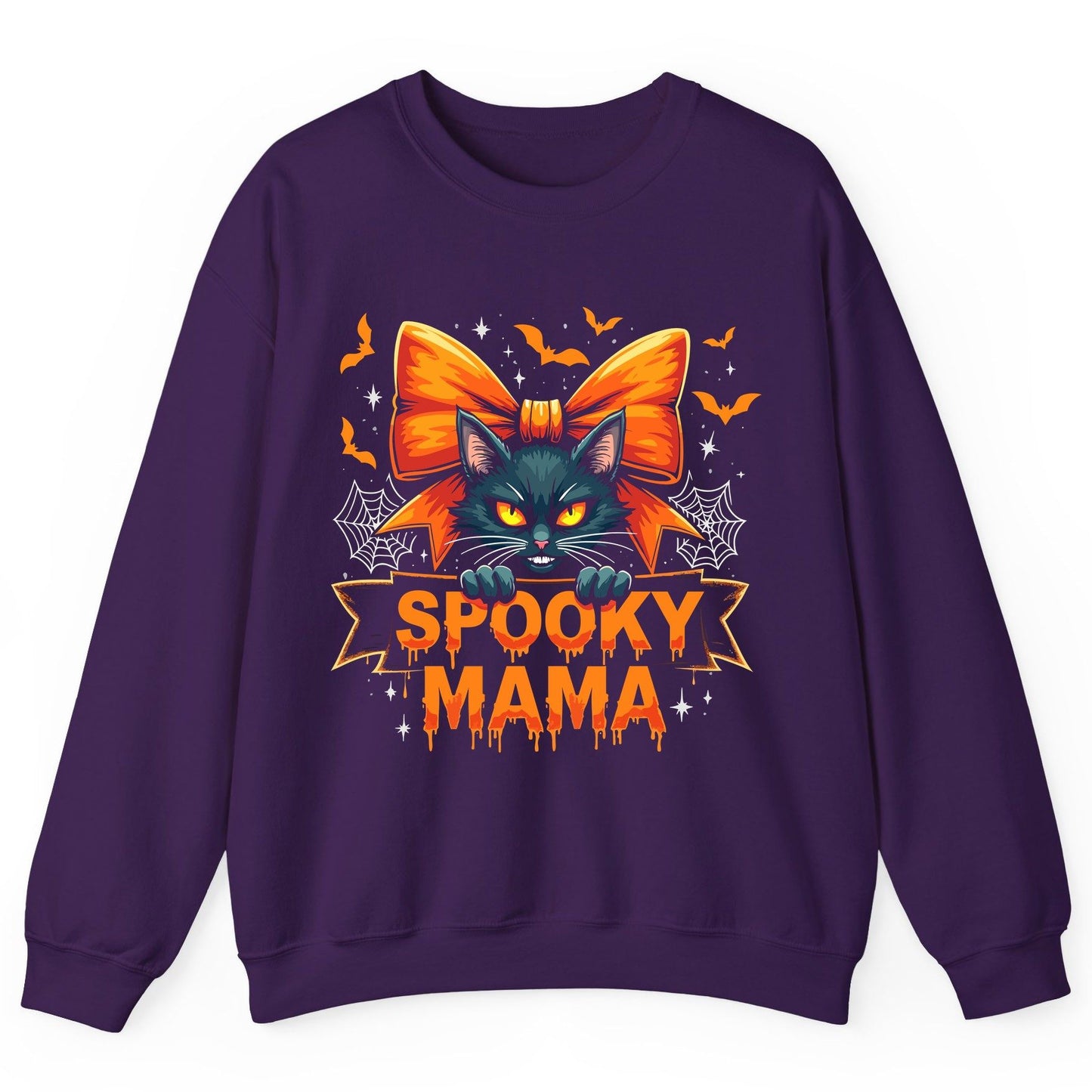 Spooky Mama black cat Sweatshirt Purple product mockup