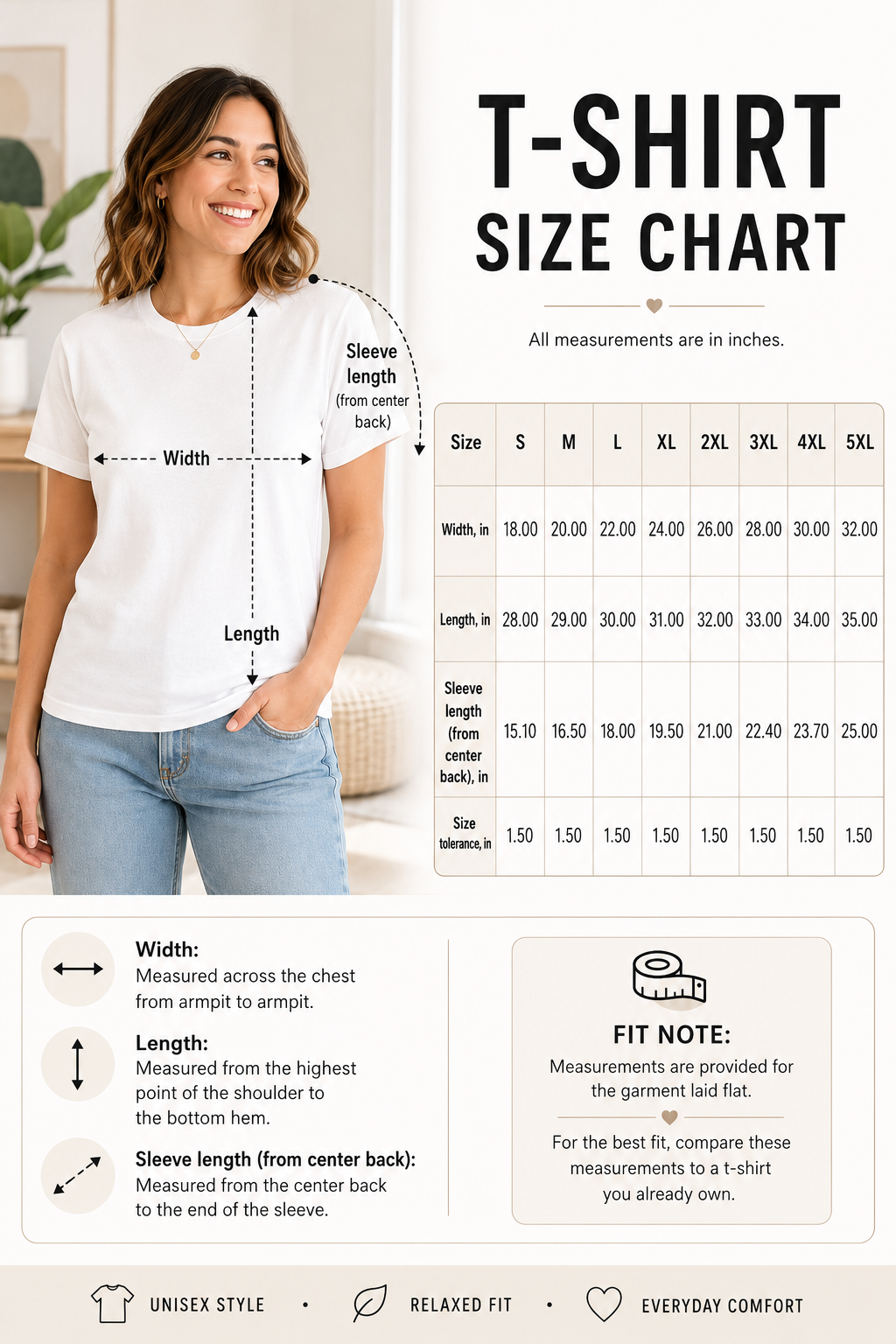 Tshirt Size chart