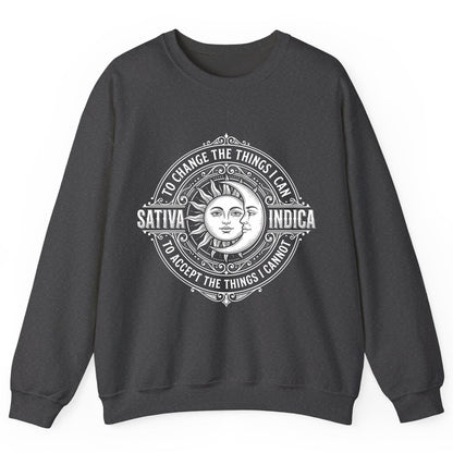 Sativa to Change the Things I Can Indica to Accept Sweatshirt - product mockup - Dark Heather
