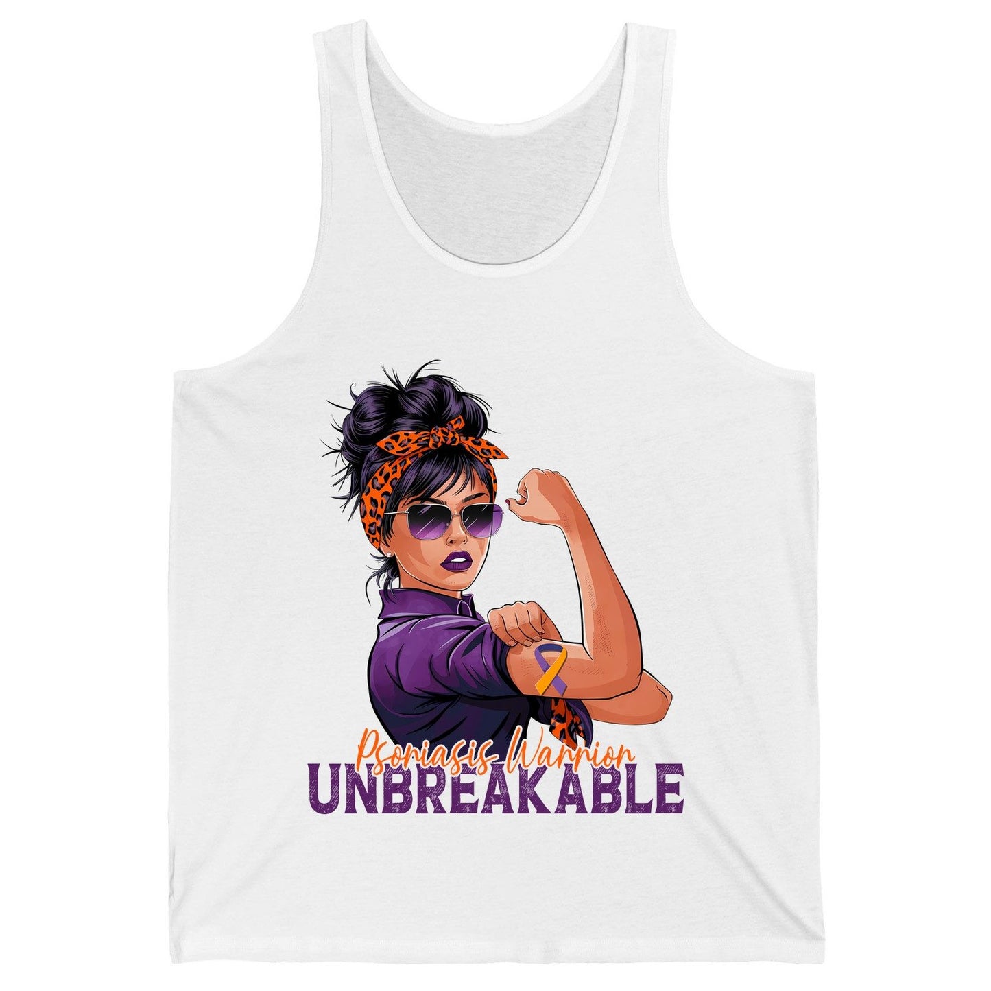 Psoriasis Warrior Unbreakable psoriasis awareness Tank Top White product mockup