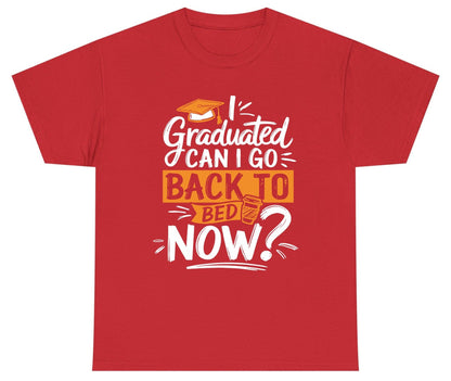 I Graduated Can I Go Back to Bed Now Funny Graduation Youth T-Shirt - product mockup - Red