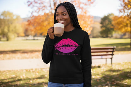 Galentines the Sisters We Choose galentine's day Sweatshirt Black lifestyle mockup