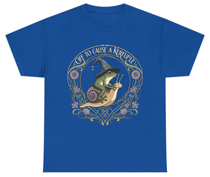 Off to Cause a Kerfuffle frog riding a snail Youth T-Shirt Royal product mockup