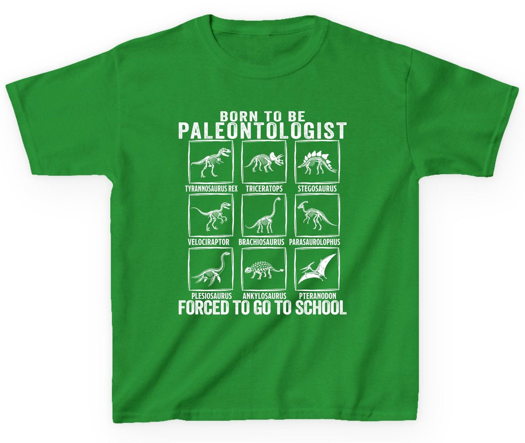 Born to Be Paleontologist Forced to Go to School paleontology Youth T-Shirt Irish Green product mockup