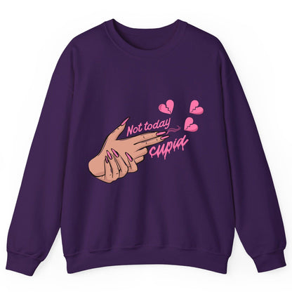 Not Today Cupid anti-Valentine's Day Sweatshirt Purple product mockup