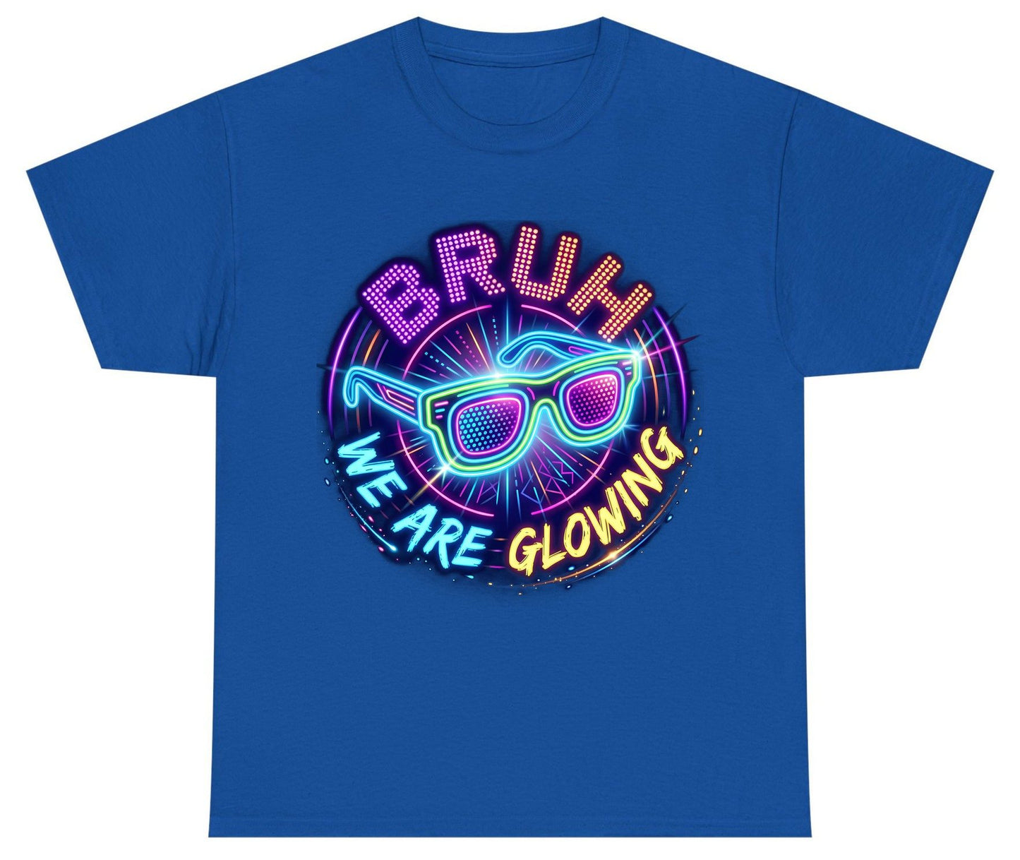 BRUH WE ARE GLOWING Neon Party Youth T-Shirt Royal product mockup