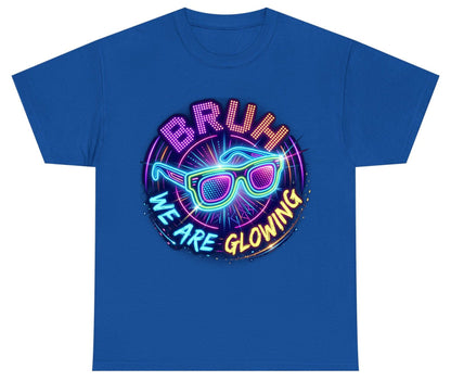 BRUH WE ARE GLOWING Neon Party Youth T-Shirt Royal product mockup