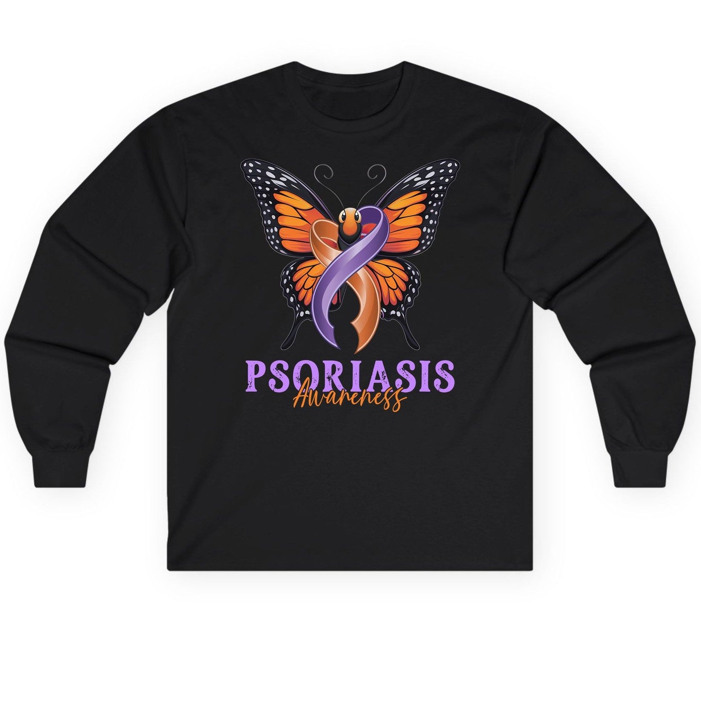 Psoriasis Awareness psoriasis awareness Long Sleeve Tee Black product mockup