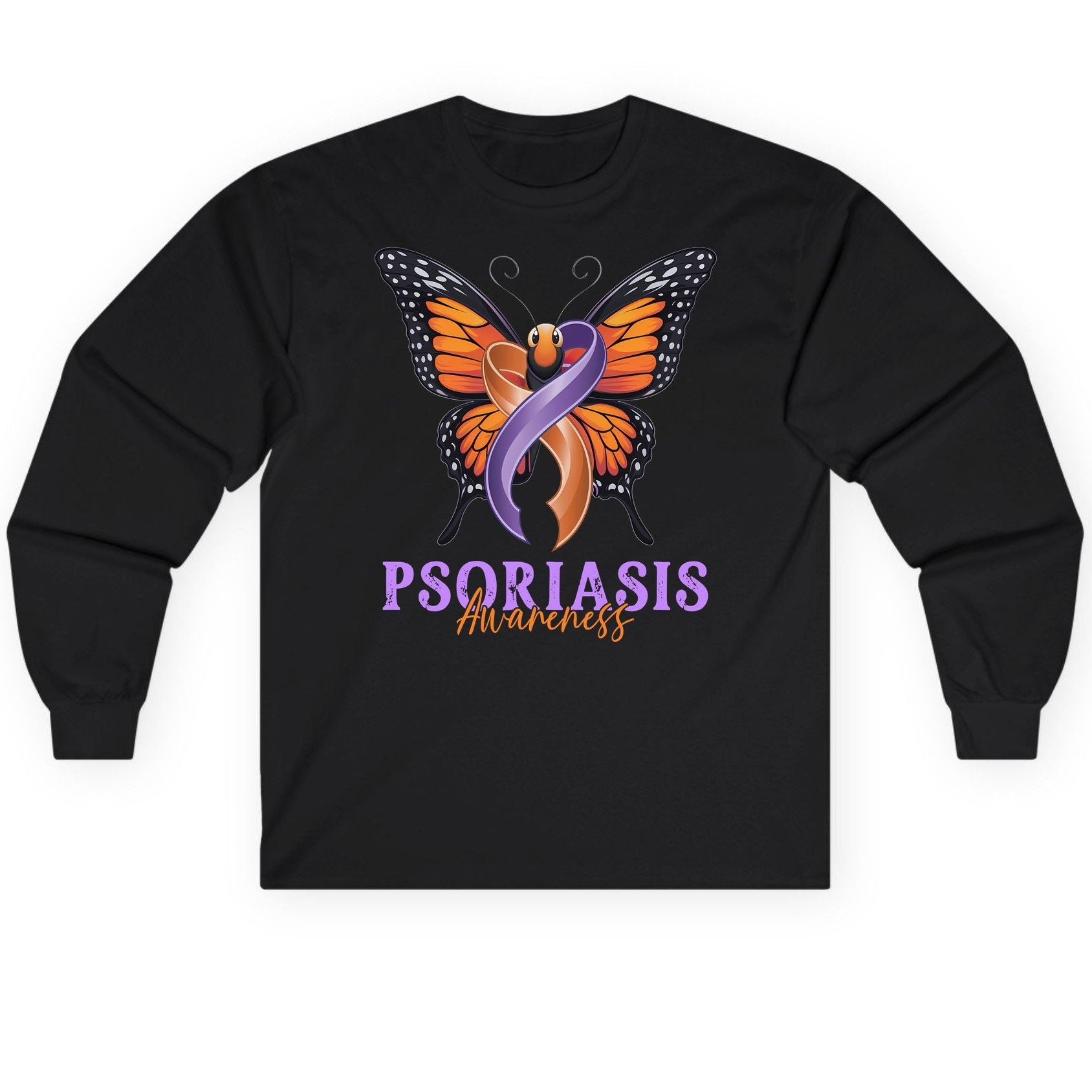 Psoriasis Awareness psoriasis awareness Long Sleeve Tee Black product mockup