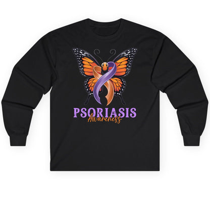 Psoriasis Awareness psoriasis awareness Long Sleeve Tee Black product mockup