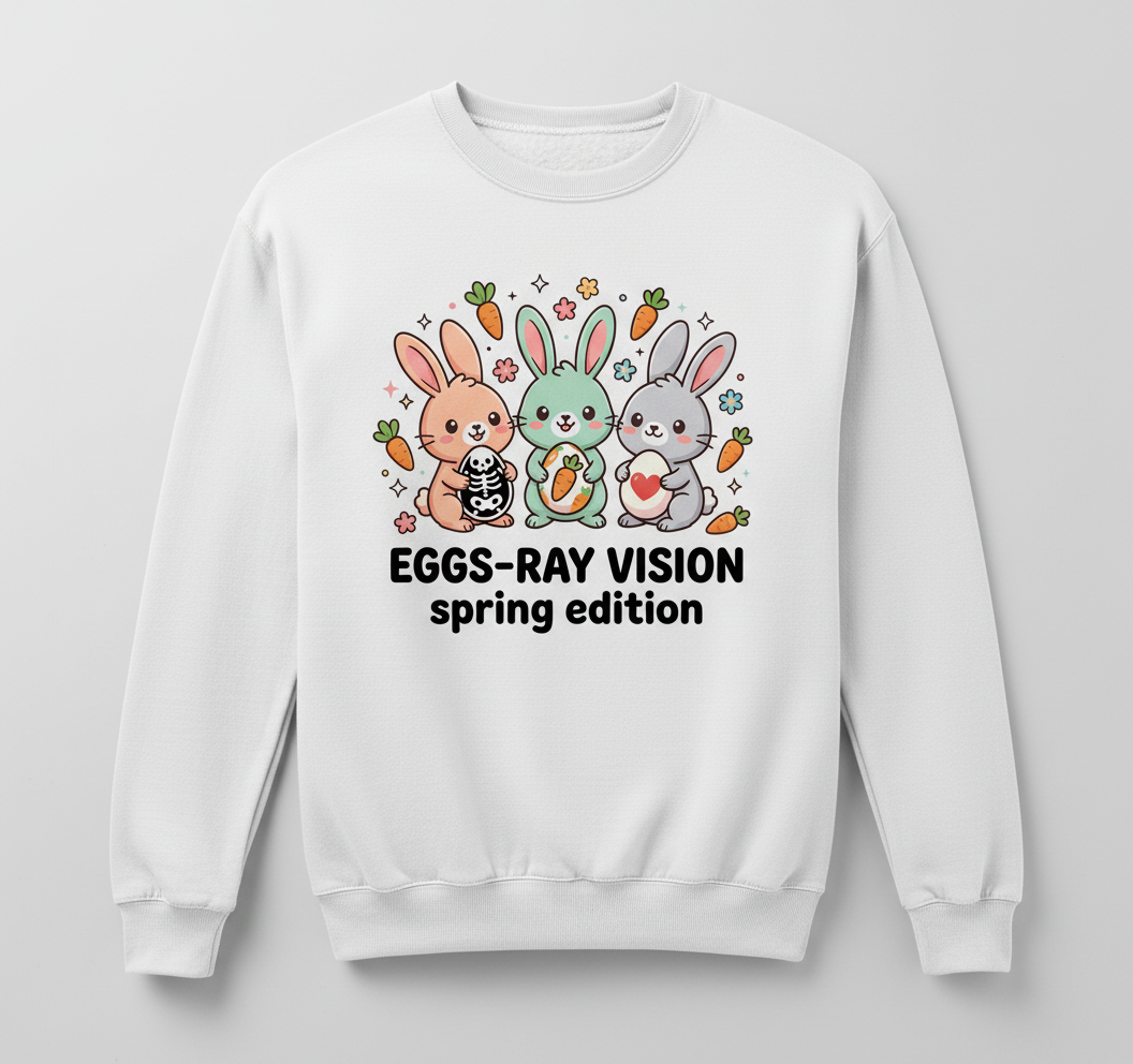 Kawaii Pastel Goth Easter Bunnies Sweatshirt - White