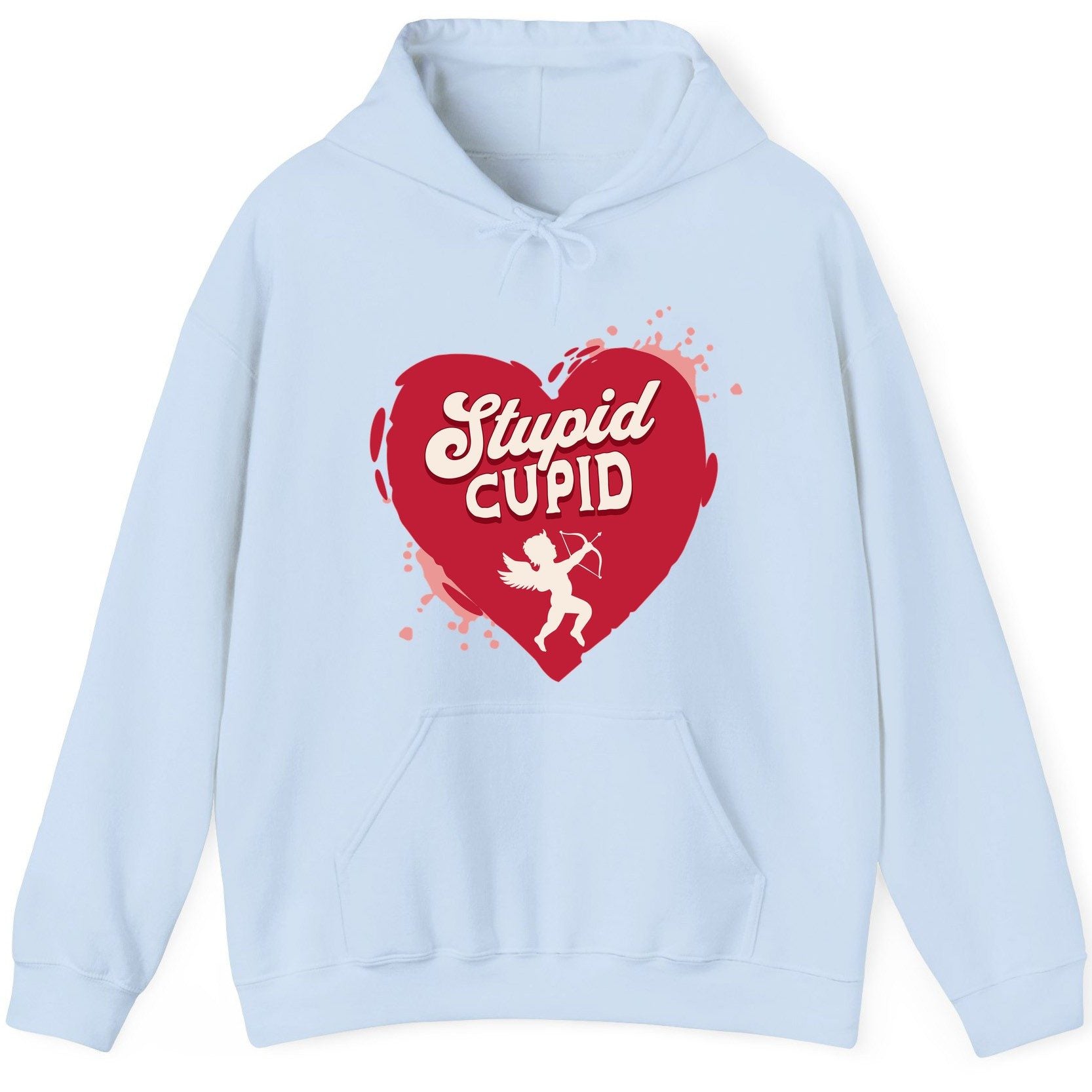 Stupid Cupid anti-Valentine's Day Hoodie Light Blue product mockup