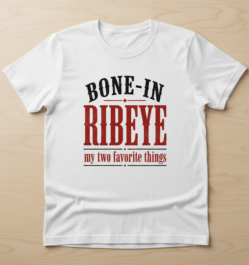 Bone-In Ribeye Steak Humor T-Shirt - White