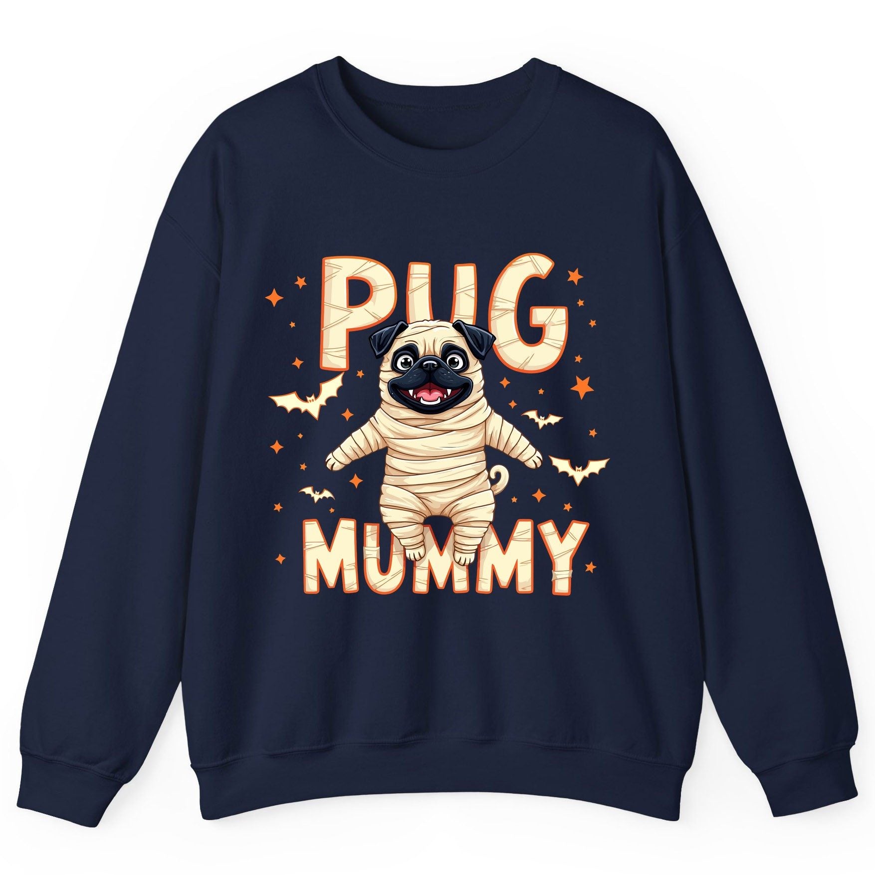 Pug Mummy pug Sweatshirt Navy product mockup