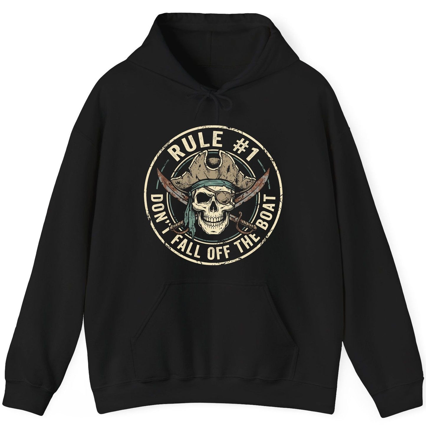 Rule 1 Don't Fall Off the Boat pirate Hoodie Black product mockup