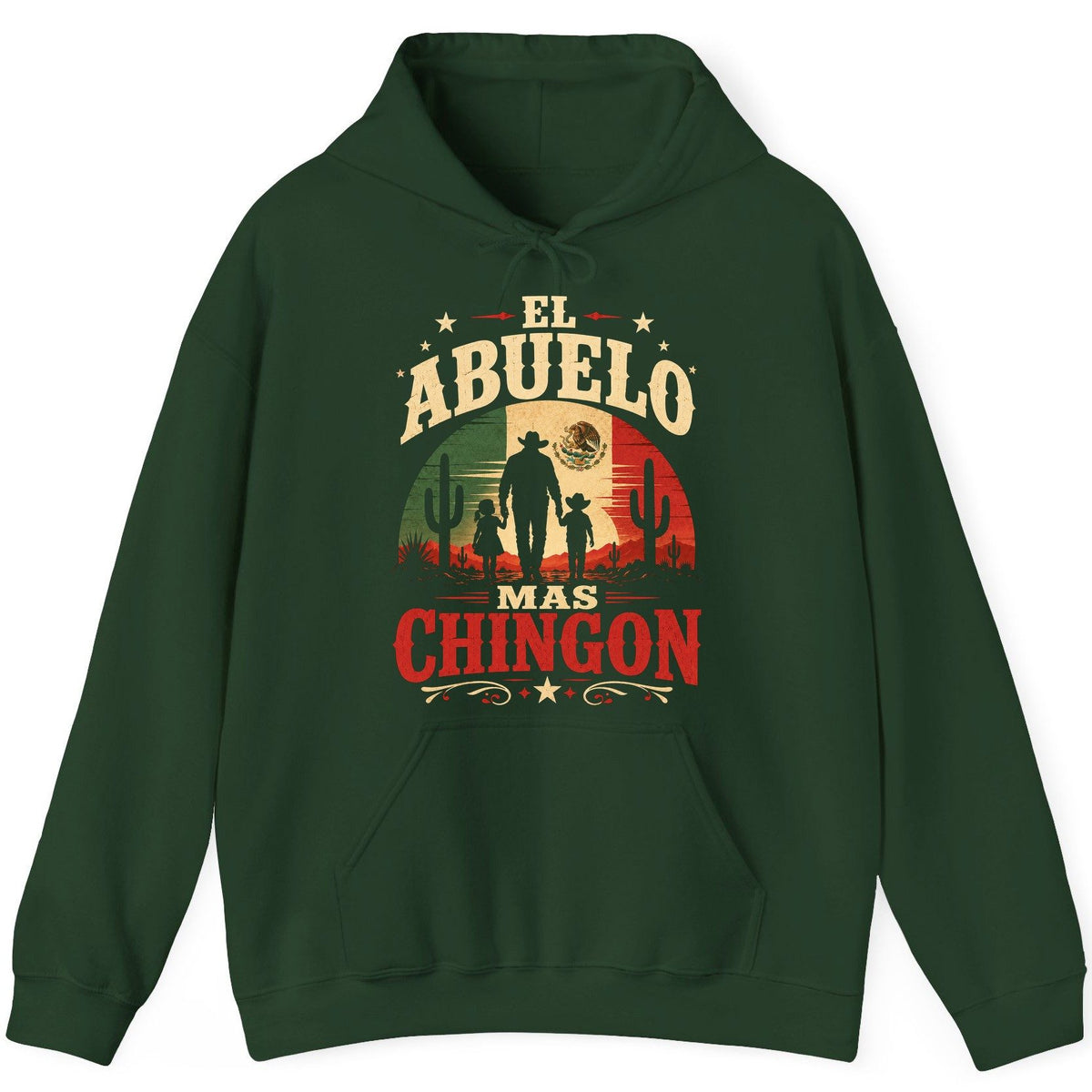El Abuelo Mas Chingon mexican grandfather Hoodie Forest Green product mockup