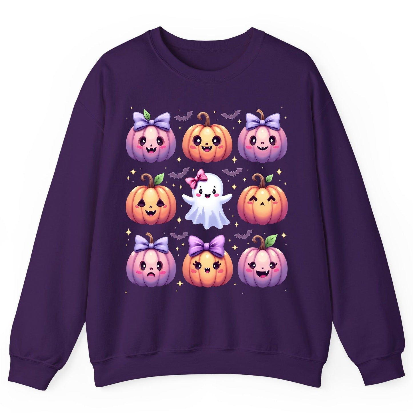 Kawaii Halloween Pumpkins kawaii Halloween Sweatshirt Purple product mockup