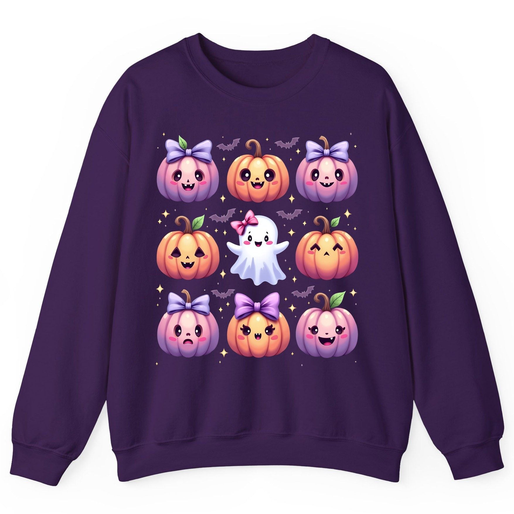 Kawaii Halloween Pumpkins kawaii Halloween Sweatshirt Purple product mockup