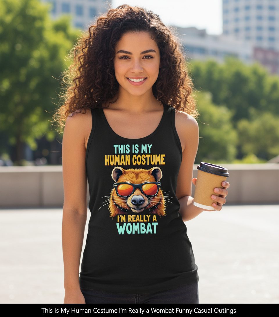 This Is My Human Costume I'm Really a Wombat wombat Tank Top Black lifestyle mockup