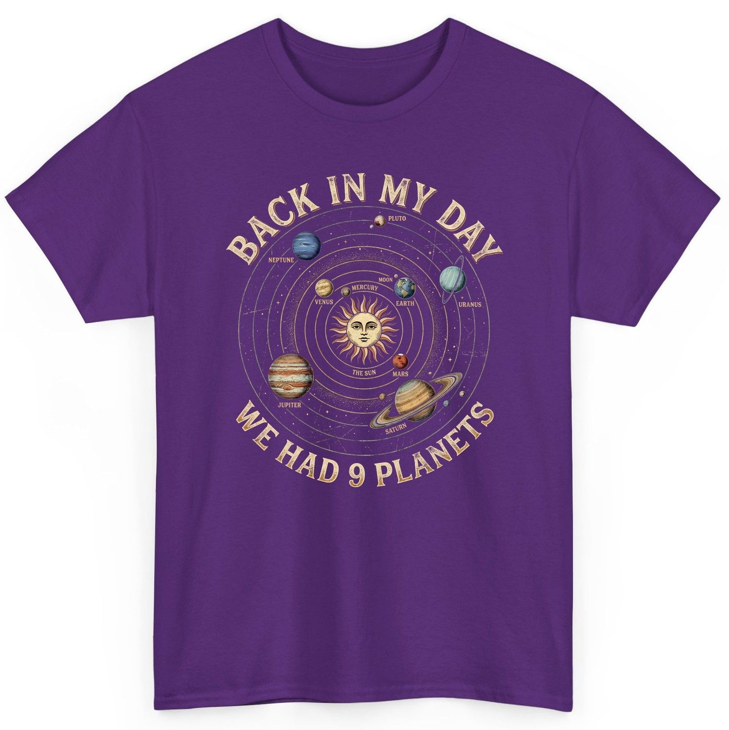 Back in My Day We Had 9 Planets solar system T-Shirt Purple product mockup