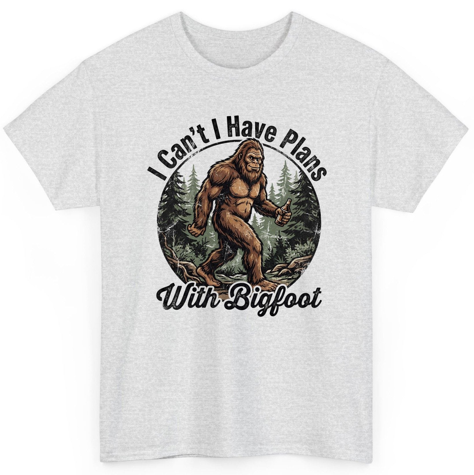 I Can't I Have Plans with Bigfoot bigfoot T-Shirt Ash product mockup