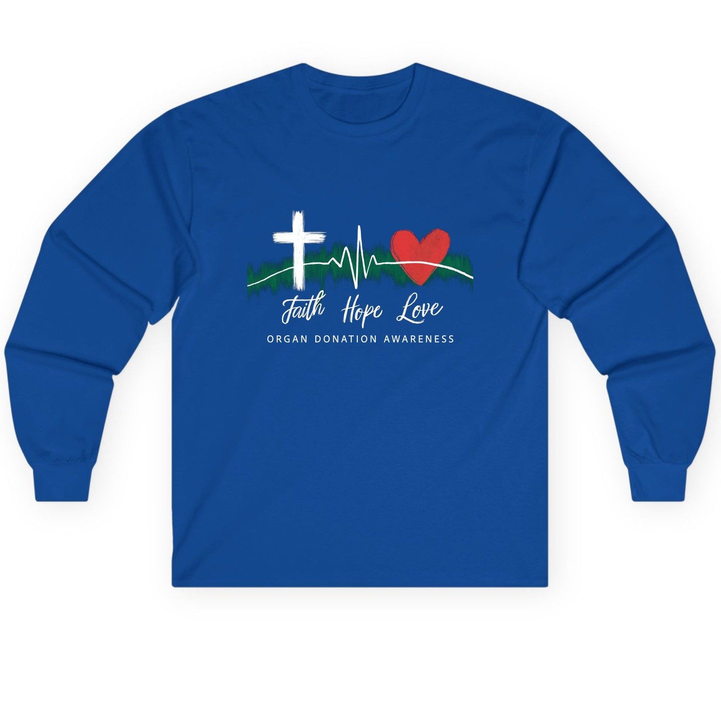 Faith Hope Love Organ Donation Awareness organ donation awareness Long Sleeve Tee Royal product mockup