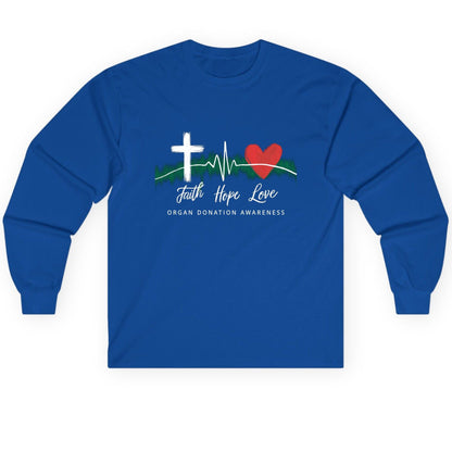 Faith Hope Love Organ Donation Awareness organ donation awareness Long Sleeve Tee Royal product mockup